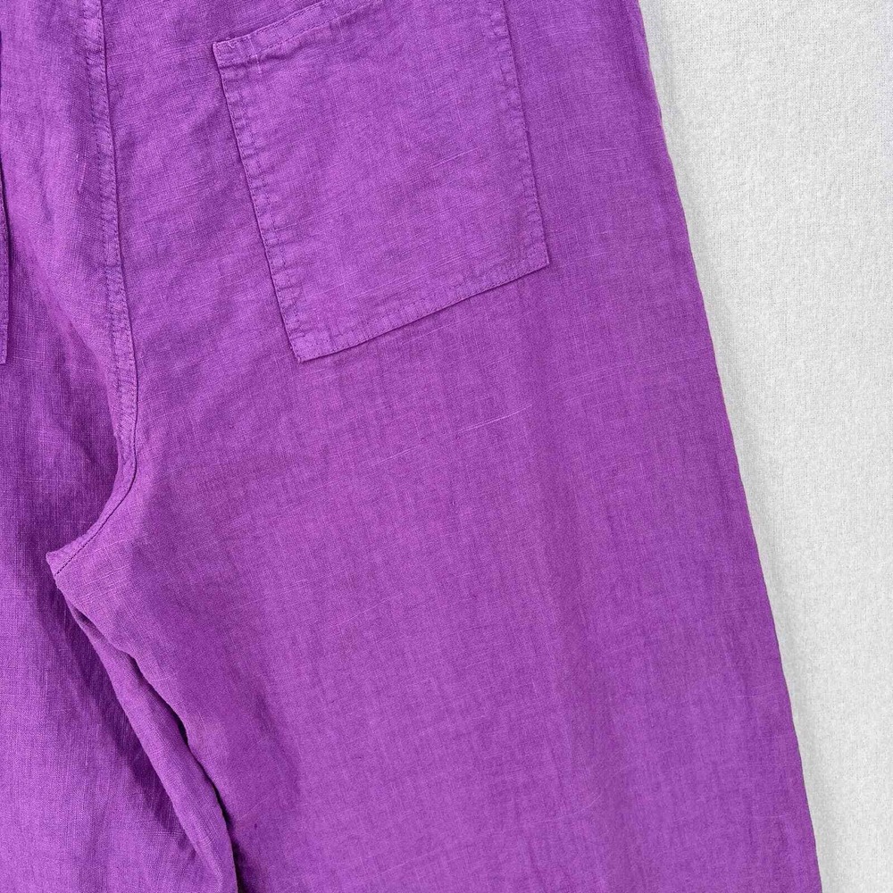 Enza Costa Pants Women Large Purple Linen Wide Leg High Rise Pocket Casual - Picture 11 of 16